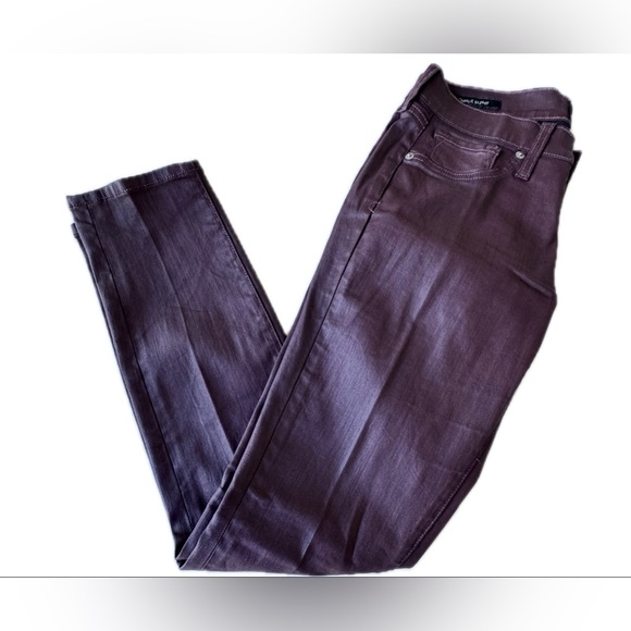 Lucky Brand Burgundy Charlie Skinny Coated Jeans Size 6 - Picture 3 of 4